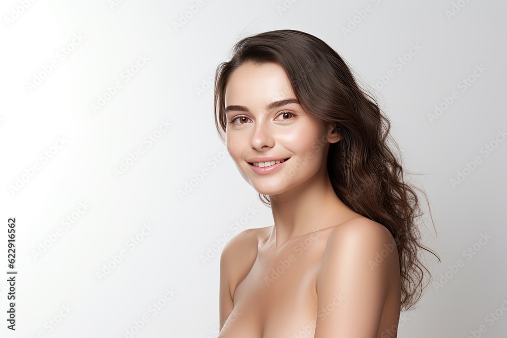 Portrait of a happy, confident, and healthy Caucasian woman with glowing skin and positivity. Generative AI Portrait of a happy, confident, and healthy Caucasian woman with glowing skin and positivity. Generative AI