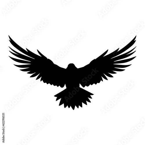 Silhouette of a raven on a white background, vector illustration.