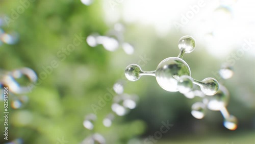 Abstract Atom Molecule Airborn Dynamics in the Air : Clear Sky Substance Airborn Video Background 3D render