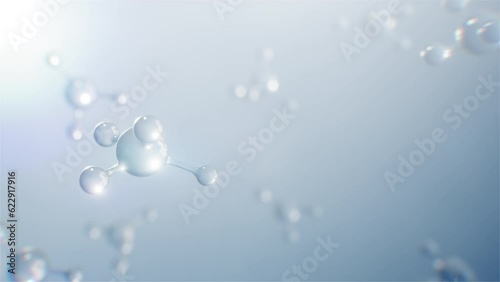 Abstract Molecule Airborn Dynamics in the Air : Clear Sky Substance Airborn Video Background 3D render