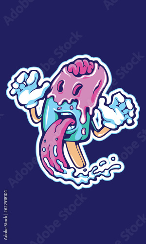 Zombie ice cream can be used for t shirt design or for halloween funny vector illustration