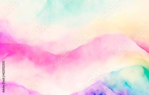 Watercolor style  abstract background in pink  red  green  bubbles and waves  abstraction