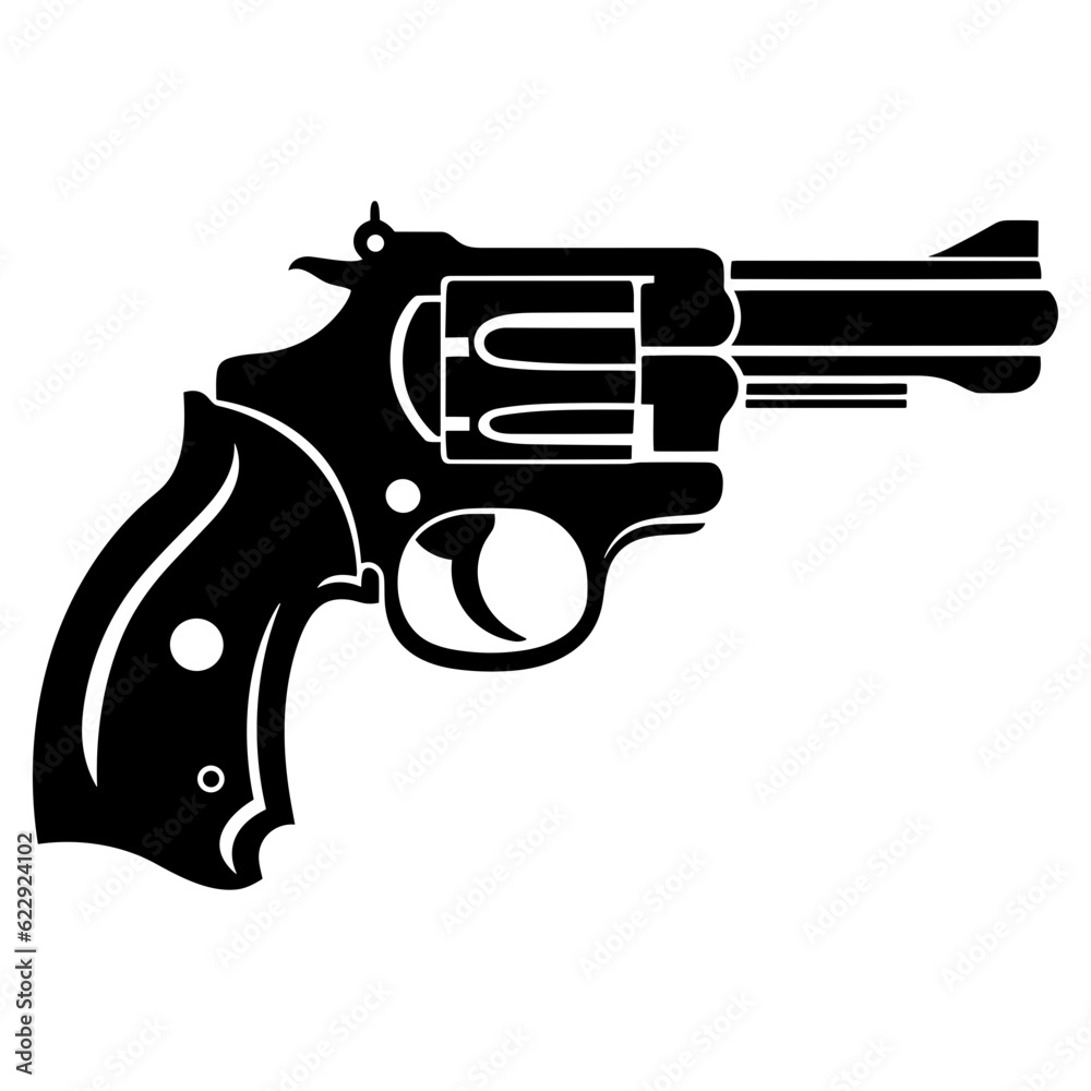 Revolver gun black svg vector