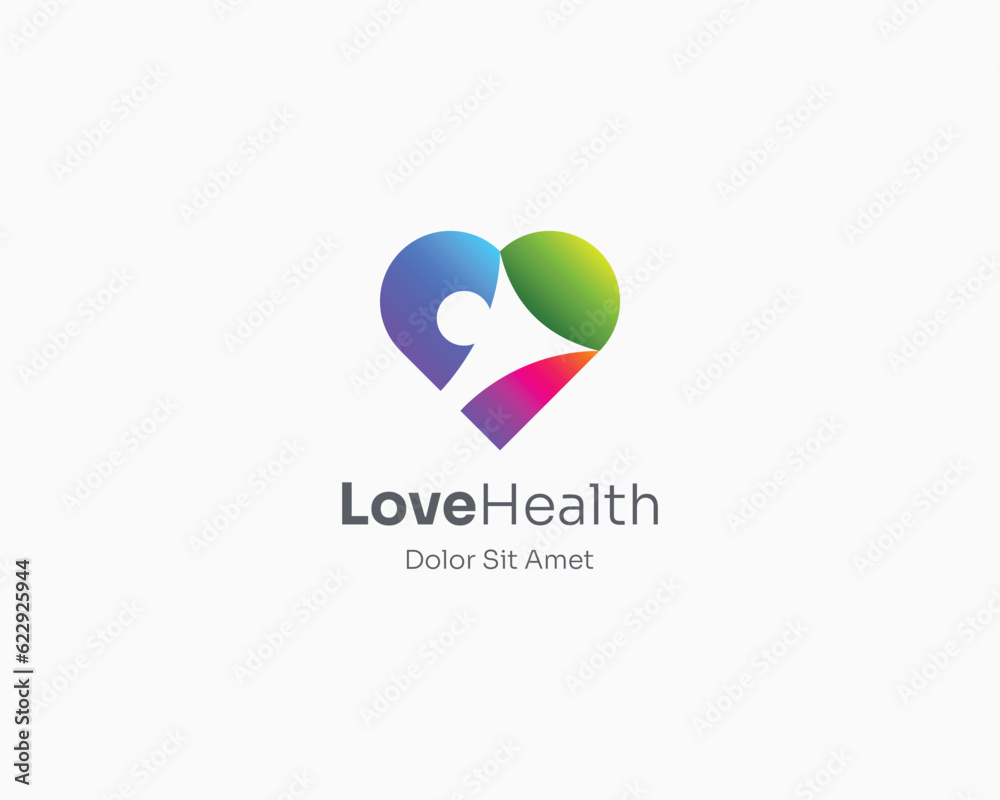 Creative colorful love heart with negative people logo gradient Creative colorful love heart with negative people logo gradient