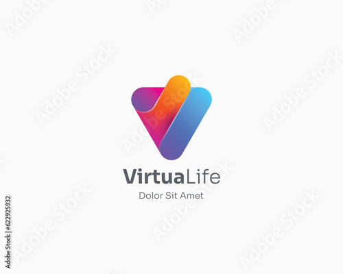 Creative colorful letter v logo gradient