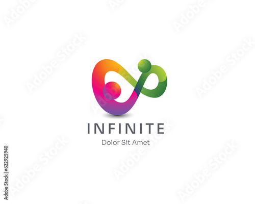 Creative colorful infinity people logo gradient