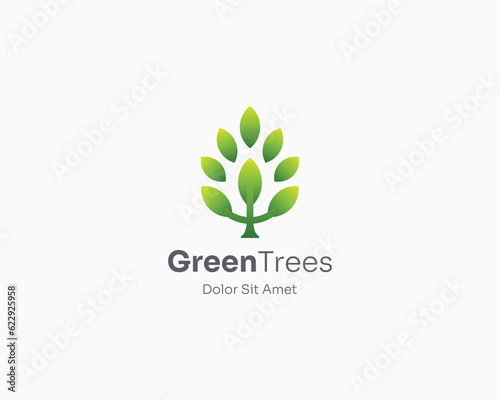 Creative fresh green tree logo gradient