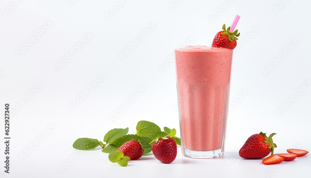 strawberry smoothie with strawberry. Generative Ai. strawberry smoothie with strawberry. Generative Ai.