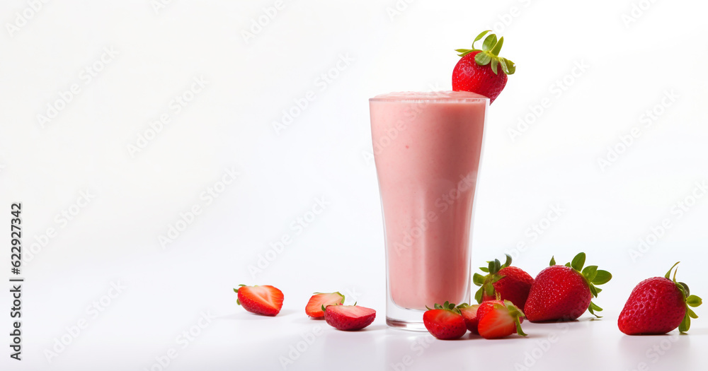 strawberry smoothie with strawberry. Generative Ai. strawberry smoothie with strawberry. Generative Ai.