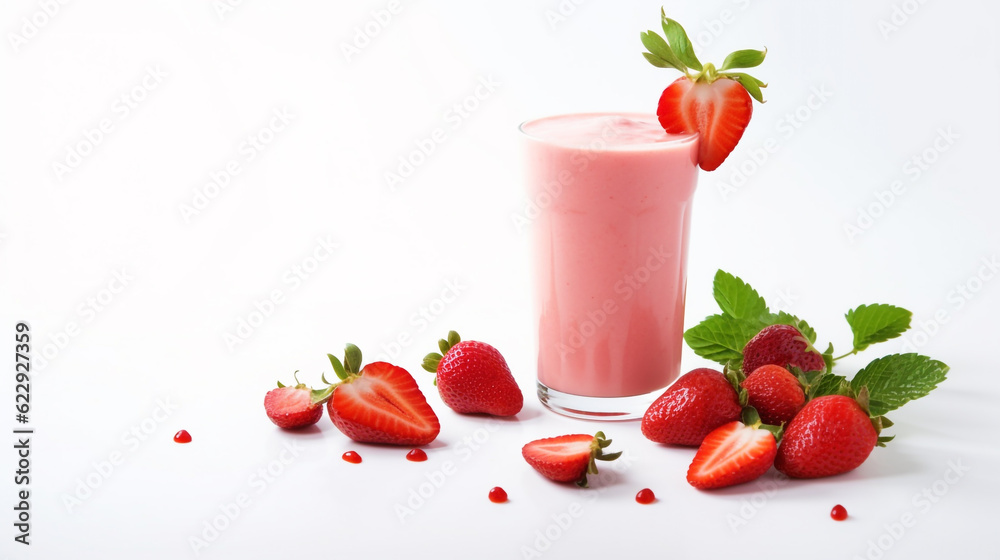 strawberry milk cocktail. Generative Ai. strawberry milk cocktail. Generative Ai.