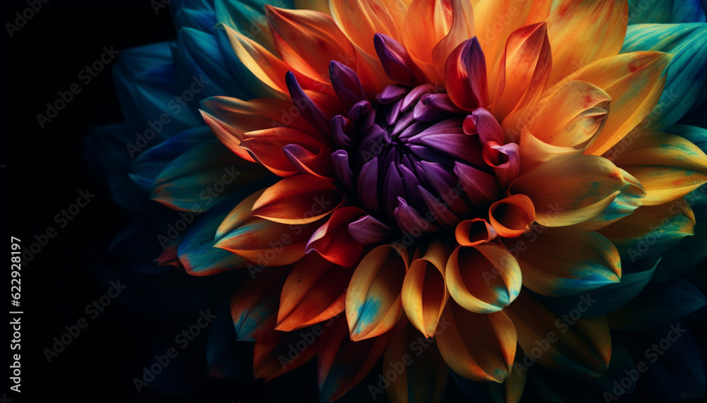 Vibrant dahlias bloom, adding beauty to nature generated by AI Vibrant dahlias bloom, adding beauty to nature generated by AI