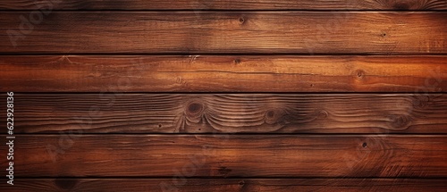 Brown horizontal wooden plank banner. Wood texture background