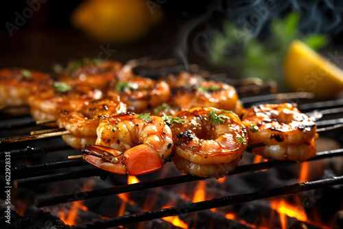 grilled shrimp on a grill 