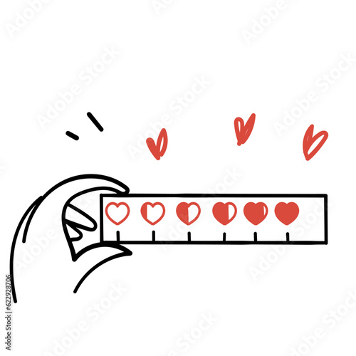 hand drawn doodle love meter indicator illustration vector