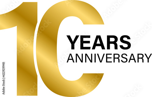 10 years anniversary gold icon for graphic design, logo, website, social media, mobile app, UI illustration