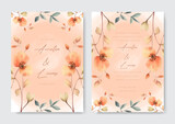watercolor wedding invitation with elegant olives green floral