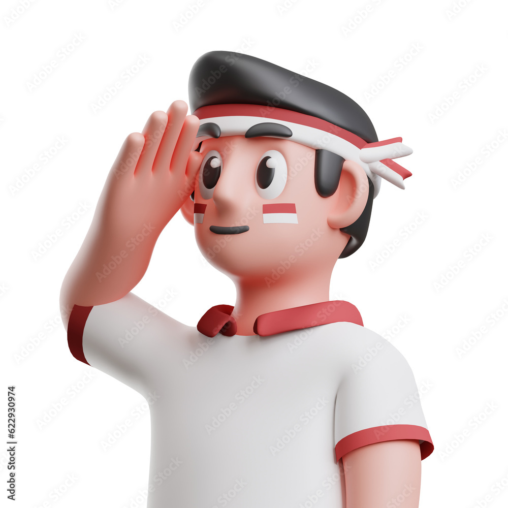 man salute flag 3d illustration man salute flag 3d illustration