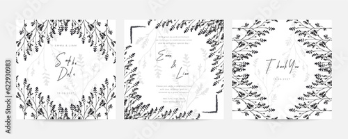 double sided wedding invitation template with purple flower