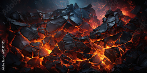 Generative AI - Golden Lava and Lava Rock  Abstract Eruption of Vibrant Energy