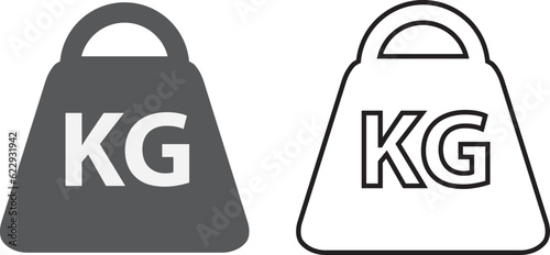 Weight icon set. Kg. Dumbbells isolated on white background. Vector illustration