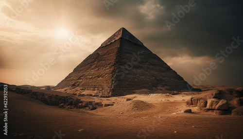 Ancient pharaoh tomb  majestic pyramid shape generated by AI