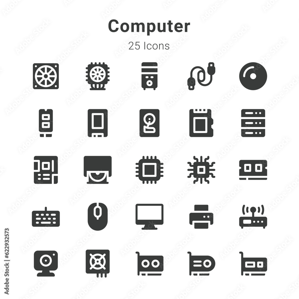 25 icons collection on computer and related topics 25 icons collection on computer and related topics