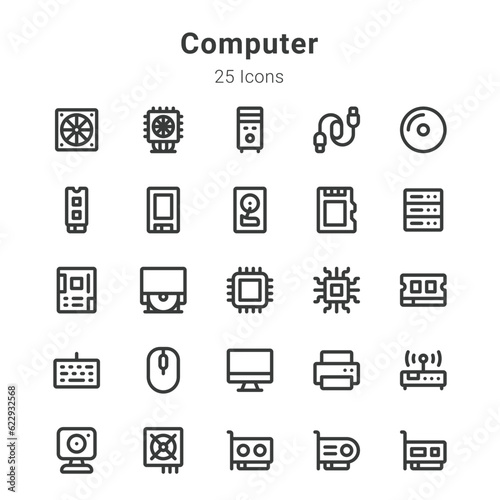 25 icons collection on computer and related topics