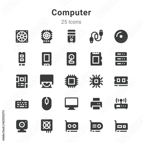25 icons collection on computer and related topics