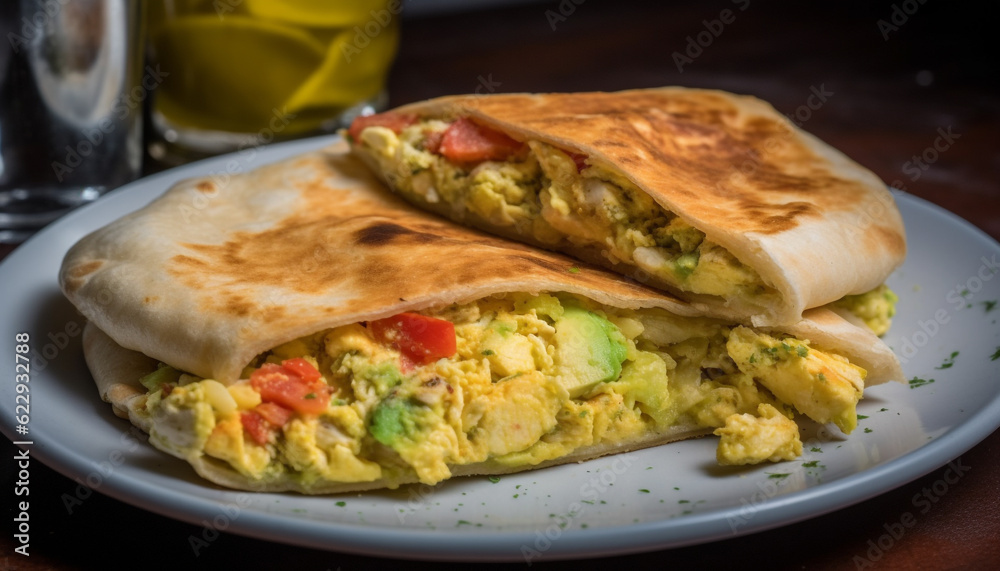 Gourmet taco plate with fresh guacamole appetizer generated by AI Gourmet taco plate with fresh guacamole appetizer generated by AI