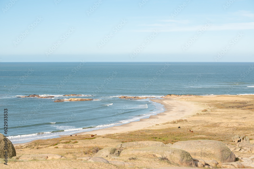 View of the Atlantic Ocean from the Cabo Polonio Natural Park in the Department of Rocha in Uruguay