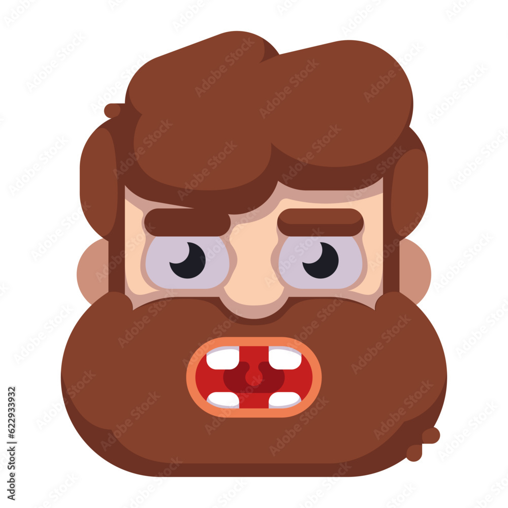 Shouting man face. flat style beard man face. vector illustration Shouting man face. flat style beard man face. vector illustration