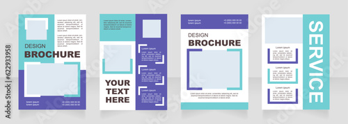 Recruitment service purple and cyan blank brochure layout design. Vertical poster template set with empty copy space for text. Premade corporate reports collection. Editable flyer paper pages