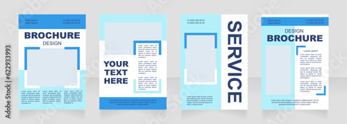 Seasonal blue work blank brochure layout design. Part time job info. Vertical poster template set with empty copy space for text. Premade corporate reports collection. Editable flyer paper pages