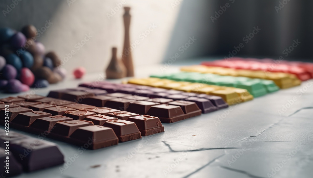 Stack of sweet treats on wooden table generated by AI Stack of sweet treats on wooden table generated by AI