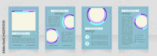 Marketing service grey blue blank brochure layout design. Promo agency. Vertical poster template set with empty copy space for text. Premade corporate reports collection. Editable flyer paper pages