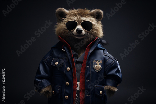 panda bear in leather jacket generative ai