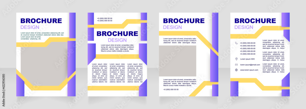 Construction initiation blank brochure design. Organization. Template set with copy space for text. Premade corporate reports collection. Editable 4 paper pages. Arial Black, Regular fonts used