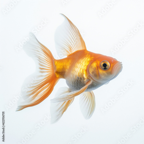 Goldfish on white background. 3D illustration digital art design, generative AI