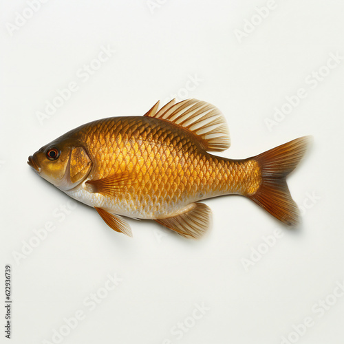 Crucian crap fish on white background. 3D illustration digital art design, generative AI
