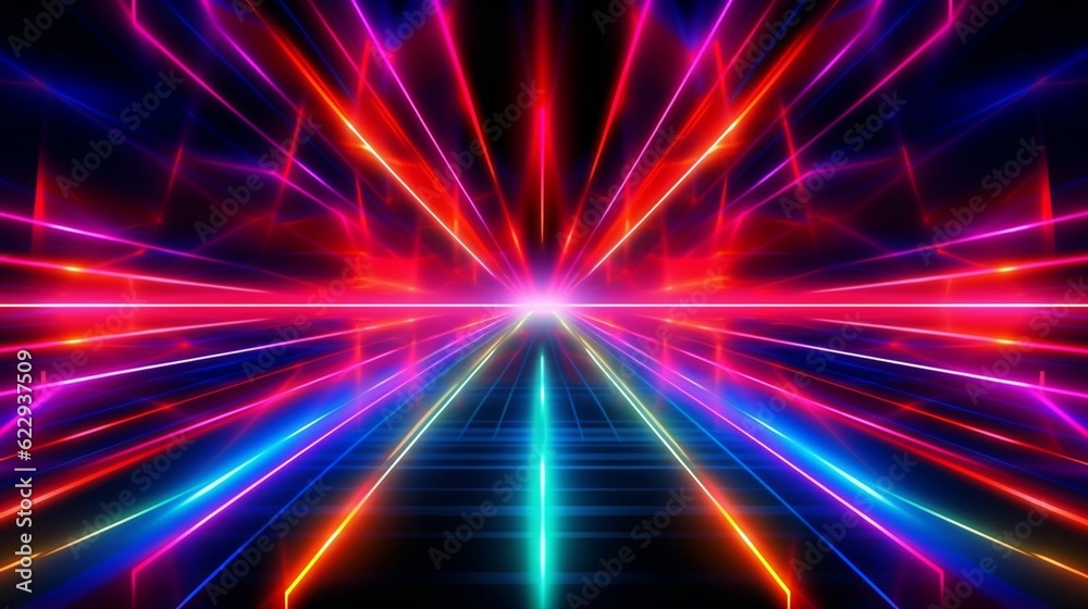 Abstract neon lights background with laser rays, and glowing lines. AI-Generated Abstract neon lights background with laser rays, and glowing lines. AI-Generated
