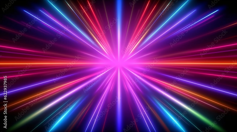 Obraz premium Abstract neon lights background with laser rays, and glowing lines. AI-Generated