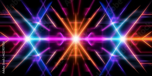 Abstract neon lights background with laser rays, and glowing lines. AI-Generated