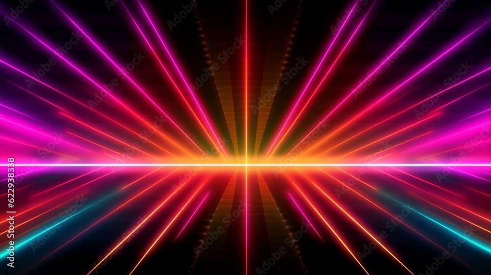 Obraz premium Abstract neon lights background with laser rays, and glowing lines. AI-Generated