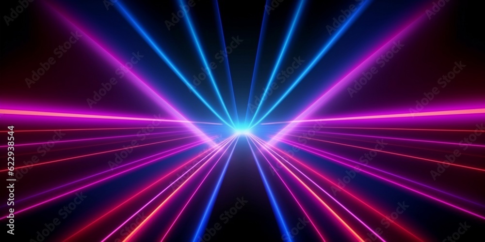 Abstract neon lights background with laser rays, and glowing lines. AI-Generated