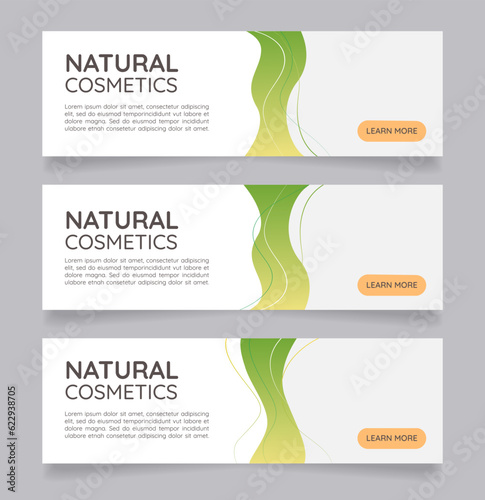 Natural cosmetics promotional web banner design template. Vector flyer with text space. Advertising placard with customized copyspace. Printable poster for advertising. Quicksand font used