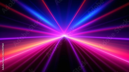 Abstract neon lights background with laser rays, and glowing lines. AI-Generated