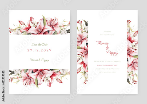 Gold Wedding Invitation, save the date, thank you, rsvp card Design template. Vector. winter flower, Rose, silver dollar, olive leaves, Wax flower, Anemone.
