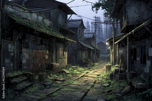 horror background, a deserted village