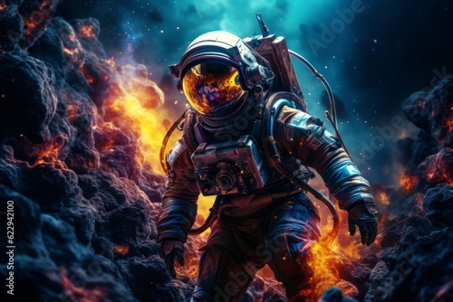 Astronaut At Spacewalk Cosmic Art, Generative AI © Shooting Star Std