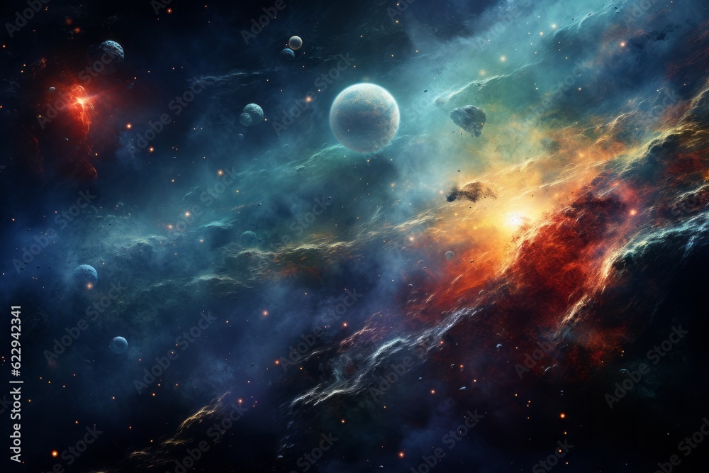 Obraz premium Abstract Scientific Planets Background, Generative AI